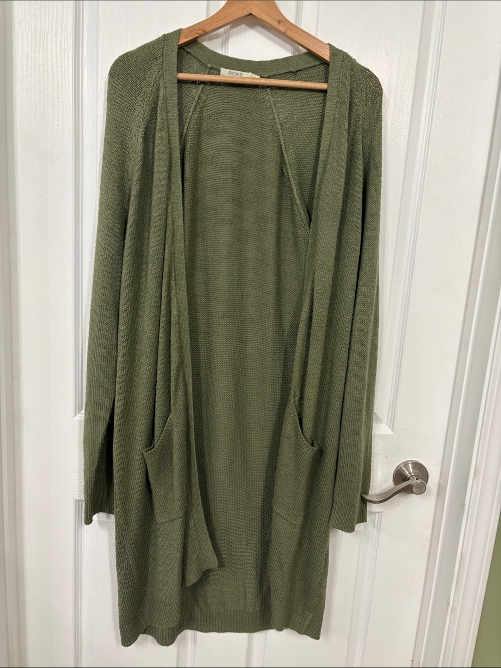 Ricki’s Olive Open-Front Long Knit Cardigan